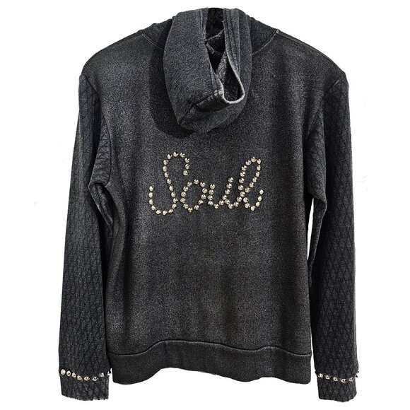 Studded Soul Girl's Sparkly Gray Hoodie - Picture 7 of 7